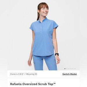 Figs Rafaela Oversized Scrub Top- X Small in Ceil Blue